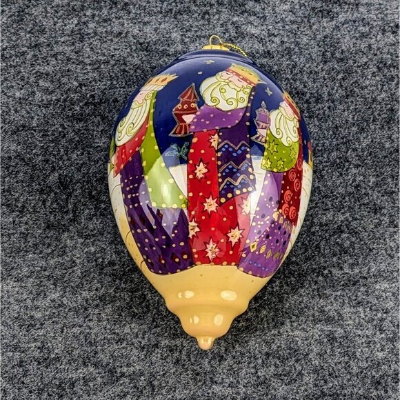 Li Bien 2012 Three Kings Inside-Painted Glass Ornament 5.5in Teardrop Pier 1 Box - Picture 5 of 10